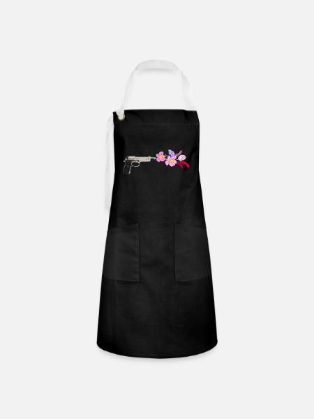 Flower Gun - Kontrastschürze - Schwarz/Weiß