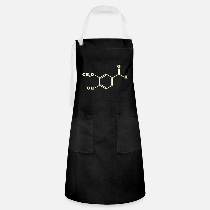 Vanilla Vanillin Molecular Chemical Formula - Artisan Apron - black/white
