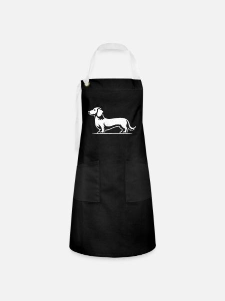 Dackel Teckel Silhouette Hund - Kontrastschürze - Schwarz/Weiß