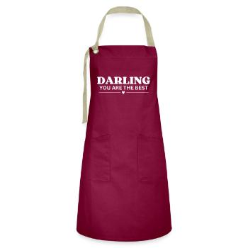 Darling you are the best - Artisan Apron - burgundy / desert sand - Front - Zoe (177cm)