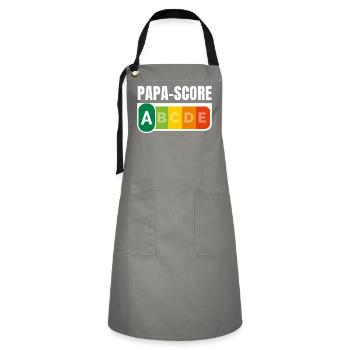 PAPA-SCORE / Humour Papa - Tablier contrasté - gris/noir - Devant - Zoe (177cm)