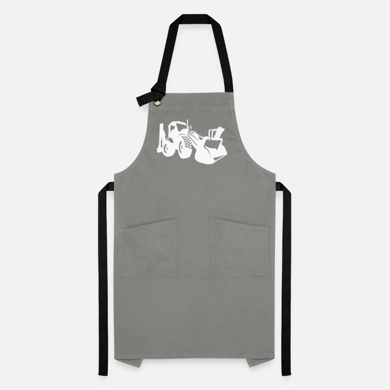 Excavator Wheel Loader Construction Equipment Operator Silhouette Artisan Apron