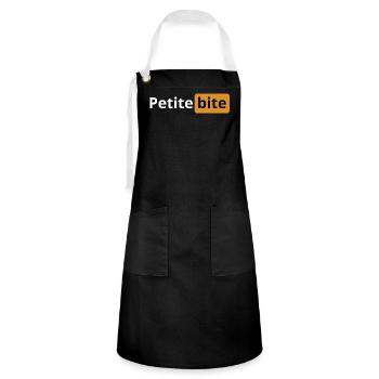 Petite bite | logo porno | cadeau beauf - Tablier contrasté - noir/blanc - Devant - Zoe (177cm)