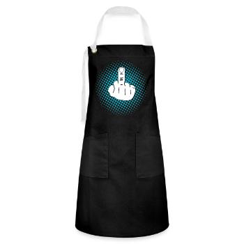 Everyone jangles on your nerves? Flip them off. - Artisan Apron - black/white - Front - Zoe (177cm)