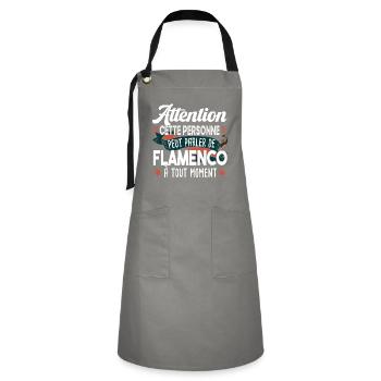 Flamenco Danse Espagne Espagnol Cadeau Humour - Tablier contrasté - gris/noir - Devant - Zoe (177cm)