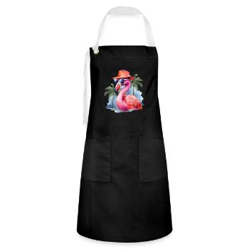 Cooler Flamingo Sonnenbrille Hut Party Palmen - Kontrastschürze - Schwarz/Weiß - Vorne - Zoe (177cm)
