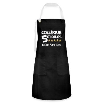 Collègue 5 étoiles Super Cadeau Départ - Tablier contrasté - noir/blanc - Devant - Zoe (177cm)