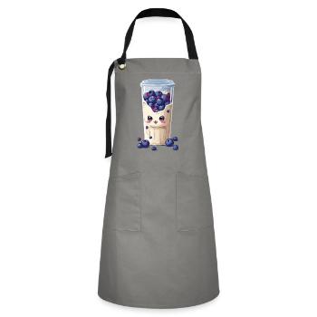 Myrtilles Mignon Milkshake Kawaii Fun - Tablier contrasté - gris/noir - Devant - Zoe (177cm)