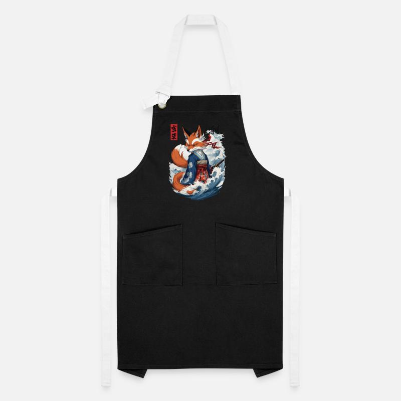 Ukiyo-E Samurai Fox Japanese Kitsune Mask Artisan Apron