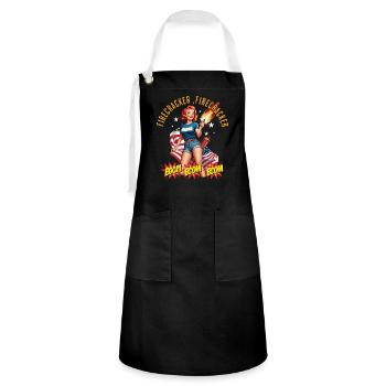 Firecracker Girl Retro Vintage Design - Artisan Apron - black/white - Front - Zoe (177cm)