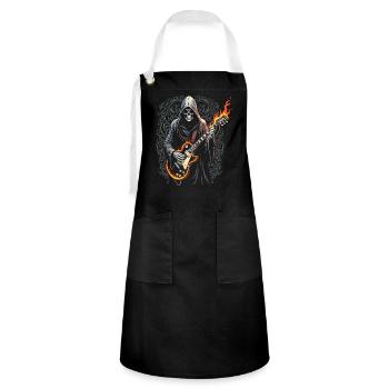 Grim Reaper with Guitar - Rock Style - Artisan Apron - black/white - Front - Zoe (177cm)