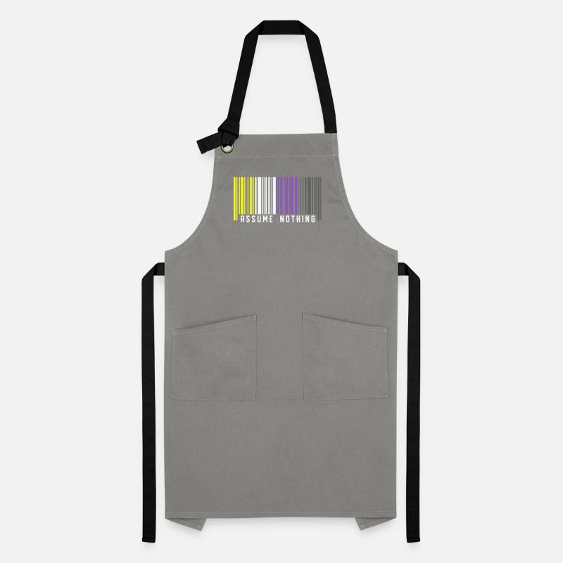Nonbinary | Nichtbinärer Stolz Barcode Flagge Kontrastschürze