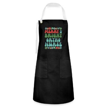 Orthopedic Nurse RN Christmas Ortho Nurse Xmas - Artisan Apron - black/white - Front - Zoe (177cm)