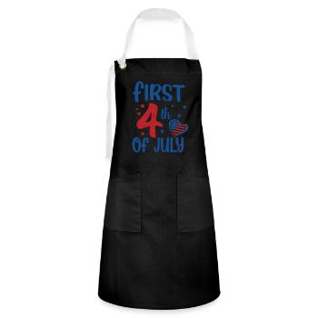 First 4th of July Independence Day Amerika - Kontrastschürze - Schwarz/Weiß - Vorne - Zoe (177cm)