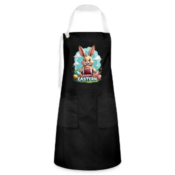 American Football Happy Eastern Easter Bunny Sports - Artisan Apron - black/white - Front - Zoe (177cm)