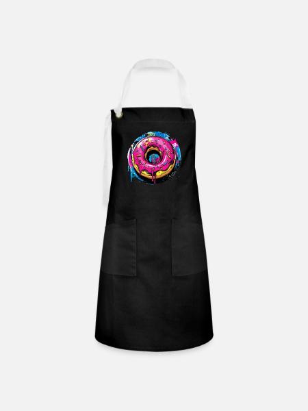 Donut im Graffiti Stil - Kontrastschürze - Schwarz/Weiß