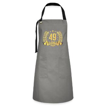 49 Jahre Geburtstagsgeschenk 49 Jahre - Kontrastschürze - Grau/Schwarz - Vorne - Zoe (177cm)