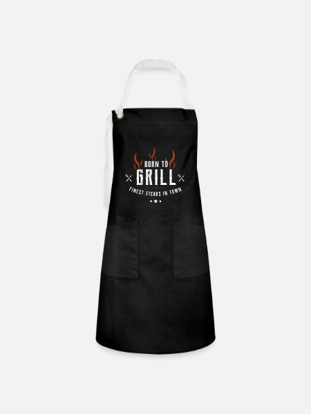 Born to Grill - Kontrastschürze - Schwarz/Weiß