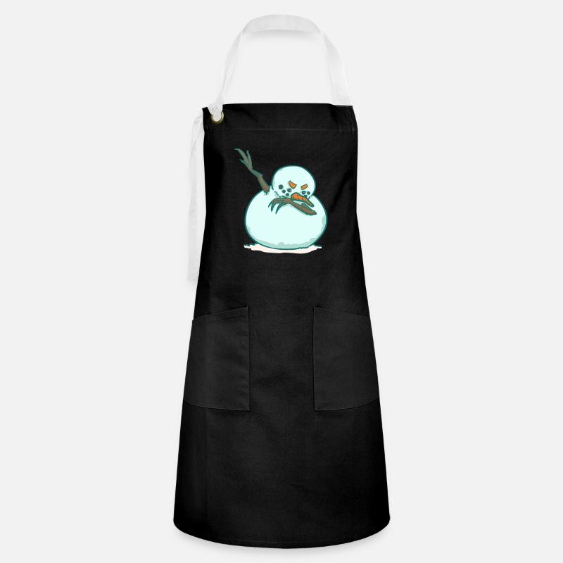 DAB snowman - winter - dancing - Artisan Apron - black/white
