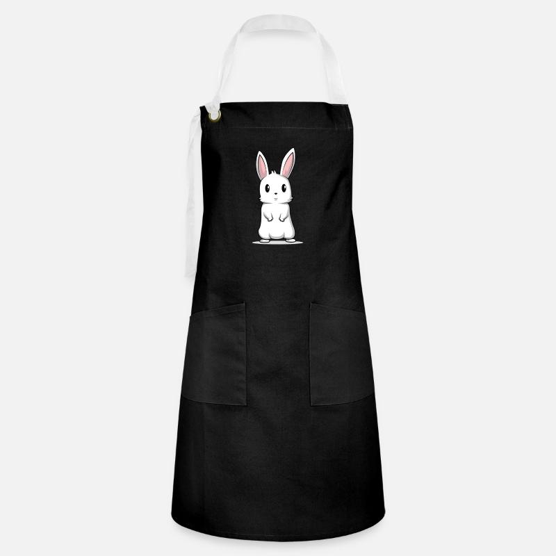 Bunny bunny cute fluffy gift - Artisan Apron - black/white