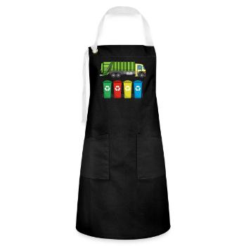 Garbage Truck For Garbage Disposal Recycling I Gift Idea - Artisan Apron - black/white - Front - Zoe (177cm)