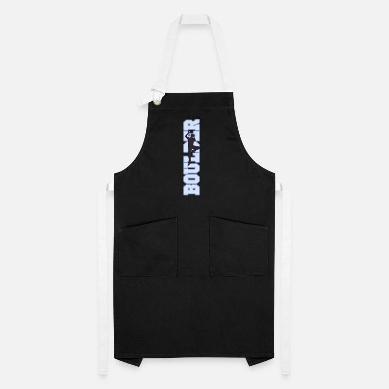 Boulder font with climber gift Artisan Apron