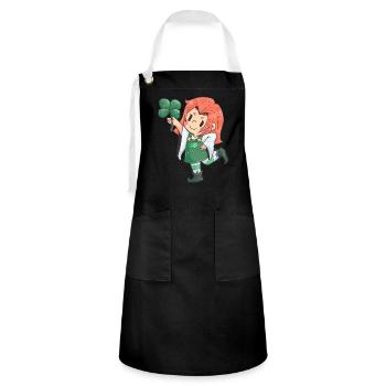 Leprechaun St Patricks Day woman Ireland - Artisan Apron - black/white - Front - Zoe (177cm)