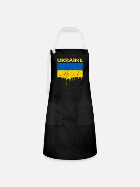 Ukraine Flagge - Kontrastschürze - Schwarz/Weiß