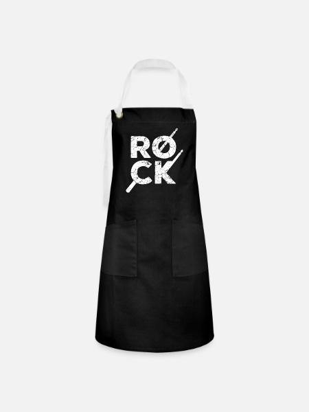 Rock Rocker Schlagzeug Schlagzeuger - Kontrastschürze - Schwarz/Weiß