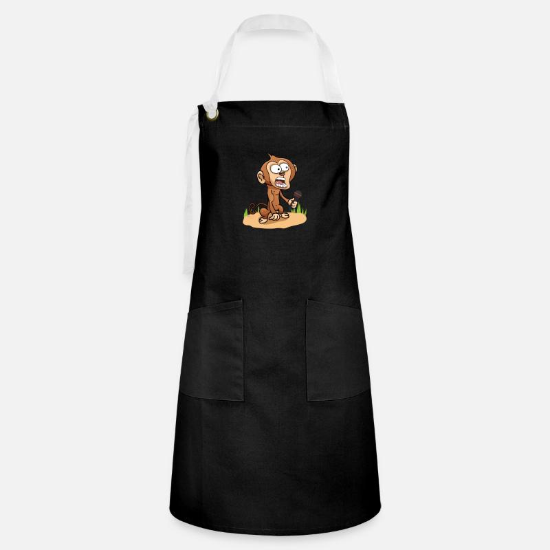 Monkey monkey banana singer - Artisan Apron - black/white