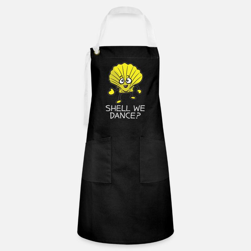SHELL WE DANCE Funny Dancing Shell Humor - Artisan Apron - black/white