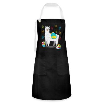 Llama alpaca school start school gift 2020 - Artisan Apron - black/white - Front - Zoe (177cm)