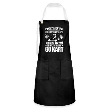 GoKart T shirt - Kontrastschürze - Schwarz/Weiß - Vorne - Zoe (177cm)