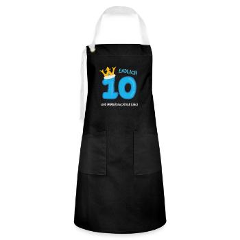 10th Birthday Birthday Child Krone Gift - Artisan Apron - black/white - Front - Zoe (177cm)