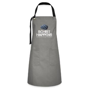 Funny Geology Schist Gift for Geologist - Artisan Apron - grey/black - Front - Zoe (177cm)