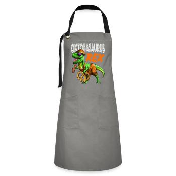 T-Rex Lederhosen Dinosaur Bavarian Cos - Artisan Apron - grey/black - Front - Zoe (177cm)