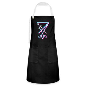 Sigil of Lucifer Aesthetic Goth Satanist Gift - Artisan Apron - black/white - Front - Zoe (177cm)