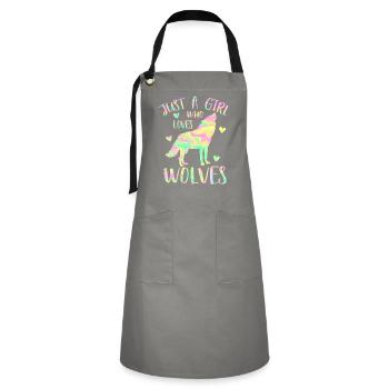 Just a girl who loves wolves - Artisan Apron - grey/black - Front - Zoe (177cm)