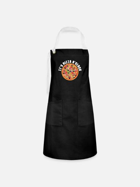 Pizza Pizzeria Pizzabäcker - Kontrastschürze - Schwarz/Weiß