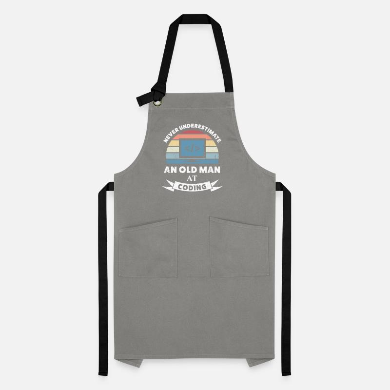 Funny Old Man at Coding Programming Gift Artisan Apron