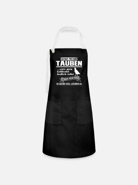 Taube Brieftaube Tauben Geschenk - Kontrastschürze - Schwarz/Weiß