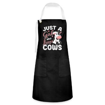 Cow painting cow beef cheese farmer's milk farm animal - Artisan Apron - black/white - Front - Zoe (177cm)