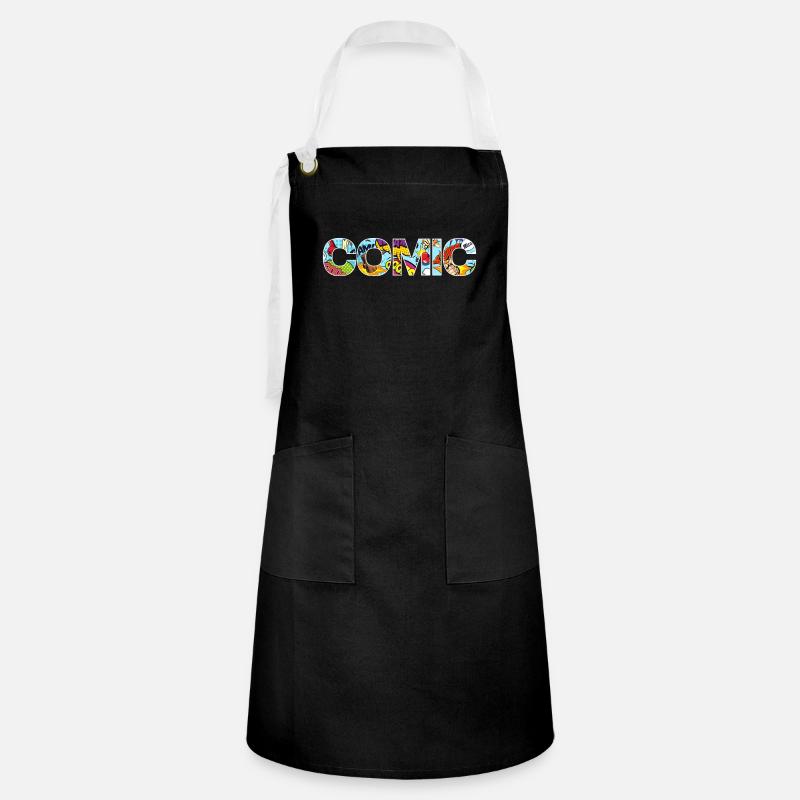 COMIC GIFT - Artisan Apron - black/white
