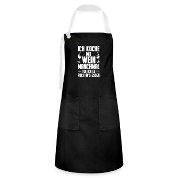 Koch Küchenchef Hobbykoch Küche Chef Chefkoch - Kontrastschürze - Schwarz/Weiß - Vorne - Zoe (177cm)