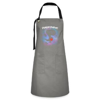 Pregosaurus Pregnancy Announcement - Artisan Apron - grey/black - Front - Zoe (177cm)