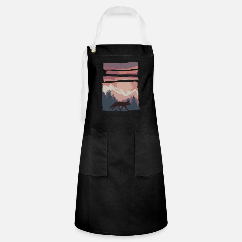 Fuchs Waldtier Geschenk - Kontrastschürze - Schwarz/Weiß