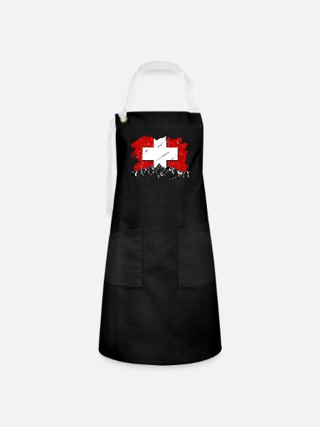 Schweiz - Kontrastschürze - Schwarz/Weiß