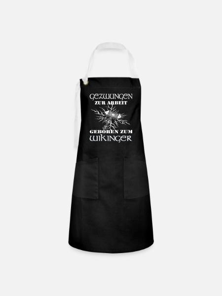 Wikinger Walhalla Geschenk Kostüm - Kontrastschürze - Schwarz/Weiß