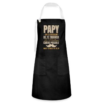 Papy Cadeau Original Humour Meilleur Grand Père - Tablier contrasté - noir/blanc - Devant - Zoe (177cm)