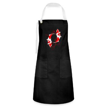 Koi poisson cadeau poisson japonais - Tablier contrasté - noir/blanc - Devant - Zoe (177cm)